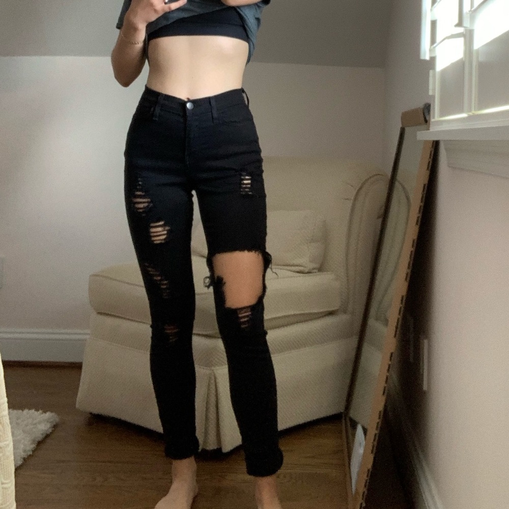 Fashion Nova Black Glistening Jeans